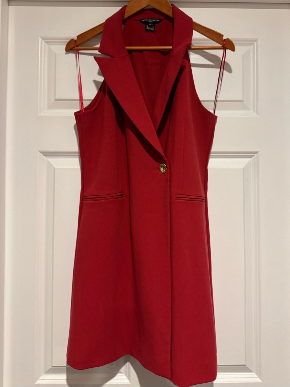 French Connection Red Sleeveless Blazer Mini Dress